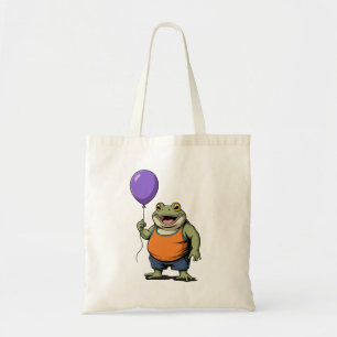 Süße Cartoon-Frosch mit lila Ballon Tragetasche