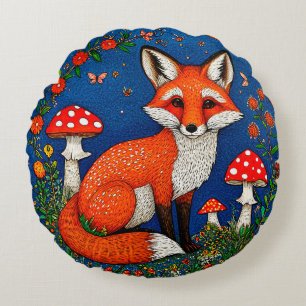 Süße Cartoon-Fuchs Rundes Kissen