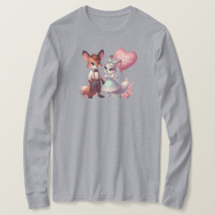 Süße Cartoon-Füchse Valentinstag T-Shirt