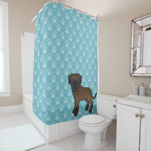 Süße Cartoon gestromte Englische Mastiff-Hund auf Duschvorhang