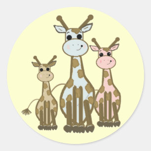 Süße Cartoon-Giraffenfamilie Runder Aufkleber