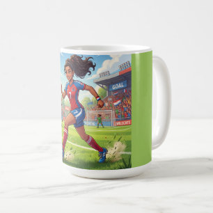 Süße Cartoon-Girl spielt Fußball Kaffeetasse