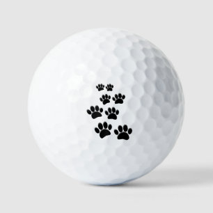 Süße Cartoon-Haustier-Pfoten-Spur Schwarz Golfball