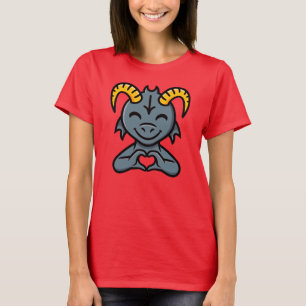 Süße Cartoon-Hornkreatur Liebesherzzeichen T-Shirt
