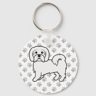 Süße Cartoon-Hund-Illustration eines Coton De Tule Schlüsselanhänger