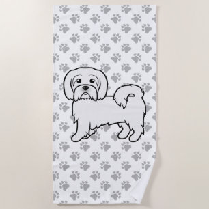 Süße Cartoon-Hund-Illustration eines Coton De Tule Strandtuch