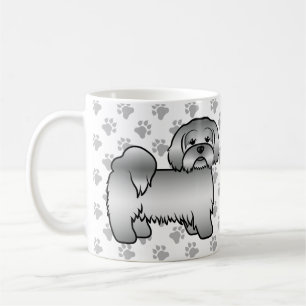 Süße Cartoon-Hund-Illustration eines silbernen Lha Kaffeetasse