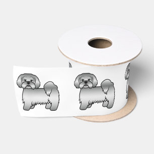 Süße Cartoon-Hund-Illustration eines silbernen Lha Satinband