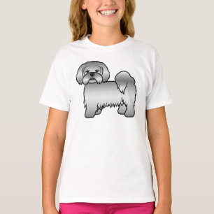 Süße Cartoon-Hund-Illustration eines silbernen Lha T-Shirt