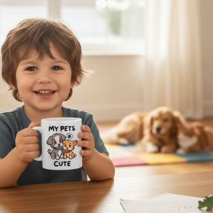 Süße Cartoon-Hund und Katze beste Freunde Personal Kaffeetasse