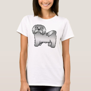 Süße Cartoon-Hundeillustration eines silbernen Hav T-Shirt