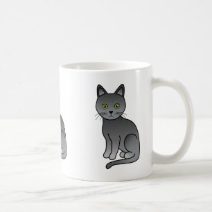 Süße Cartoon-Illustration einer Korat-Katze Kaffeetasse