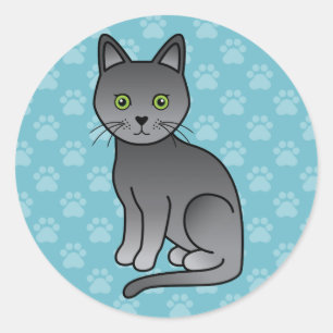 Süße Cartoon-Illustration einer Korat-Katze Runder Aufkleber