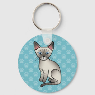 Süße Cartoon-Illustration einer Lynx-Point-Siamese Schlüsselanhänger
