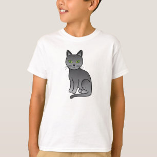 Süße Cartoon-Illustration einer Russisch Blau Katz T-Shirt