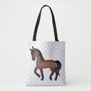 Süße Cartoon-Illustration eines kastanienbraunen T Tasche