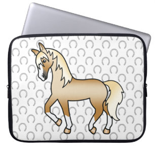 Süße Cartoon-Illustration eines Palomino-Trabhengs Laptopschutzhülle