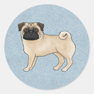 Süße Cartoon-Illustration eines stehenden Reh-Mops Runder Aufkleber