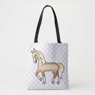 Süße Cartoon-Illustration eines trabenden Palomino Tasche