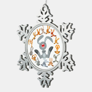 Süße Cartoon-Kaninchen Mandala Zinn-Ornament Schneeflocken Zinn-Ornament