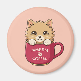 Süße Cartoon-Katze-Kaffeetasse Pink Benutzerdefini Magnet
