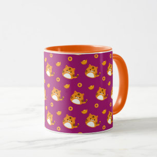 Süße Cartoon-Katze Nahtloses Muster   Kawaii Orang Tasse