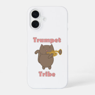 Süße Cartoon-Katze spielt Trompete Tribe Musical iPhone 16 Hülle