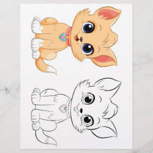 Süße Cartoon-Katze zum Ausmalen Flyer