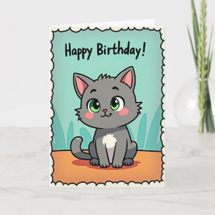 Süße Cartoon-Katze zum Geburtstag Karte