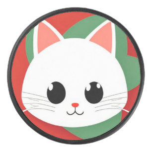 Süße Cartoon-Katzen-Gesicht mit mutigem Grafikdesi Eishockey Puck