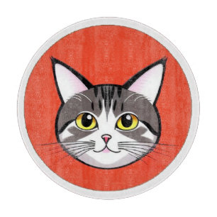 Süße Cartoon-Katzen-Gesicht mit mutigem Grafikdesi Schneidebrett