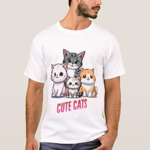 Süße Cartoon-Katzen Kawaii Katzenliebhaber Design T-Shirt