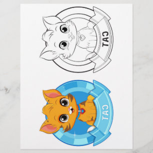 Süße Cartoon-Katzen-Malvorlage Flyer