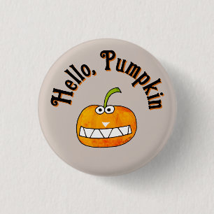 Süße Cartoon lächelnder Hallo Kürbis Herbst Button