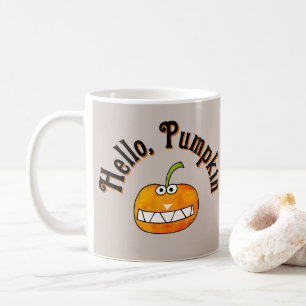 Süße Cartoon lächelnder Hallo Kürbis Herbst Kaffeetasse
