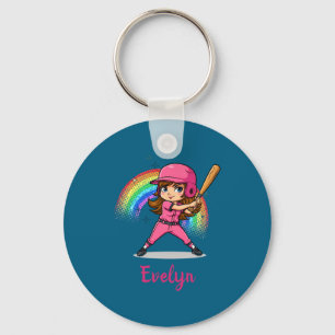 Süße Cartoon-Mädchen-Baseballspielerinnen-Design Schlüsselanhänger