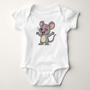Süße Cartoon-Maus beim Auftragen von Make-up Baby Strampler