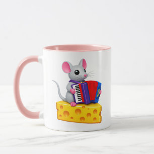Süße Cartoon-Maus spielt Akkordeon Bunte Musik Tasse