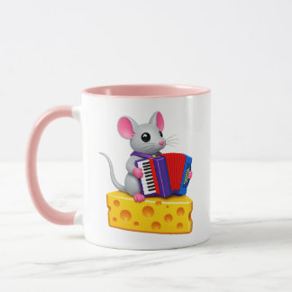 Süße Cartoon-Maus spielt Akkordeon Bunte Musik Tasse
