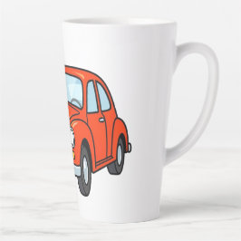 Süße Cartoon-Mechaniker mit roter Auto-Illustratio Milchtasse