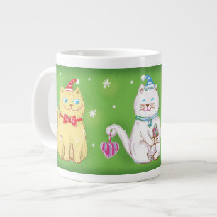 Süße Cartoon-Miezekatzen-Weihnachten in Santa-Hüte Jumbo-Tasse