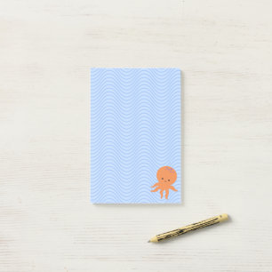 Süße Cartoon-Oktopus Blau Wellen Custom  Post-it Klebezettel