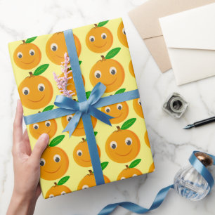 Süße Cartoon-Orangen-Zeichnung Geschenkpapier