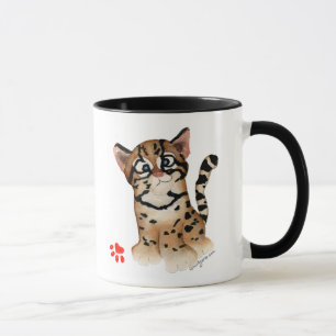 Süße Cartoon-Ozelot-Wortspielkarte Tasse
