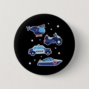 Süße Cartoon Polizeifahrzeuge Button