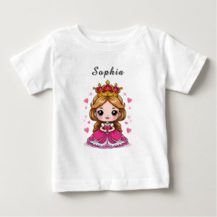 Süße Cartoon-Prinzessin im rosa Kleid Baby T-shirt
