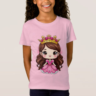 Süße Cartoon-Prinzessin im rosa Kleid T-Shirt