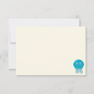 Süße Cartoon-Qualle Blank Creme-Beige Mitteilungskarte