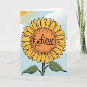 Süße Cartoon-Sonnenblume "Glauben" Inspirierend Karte