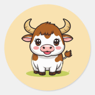 Süße Cartoon-Stier-Kinderzimmer-Dekoration Runder Aufkleber